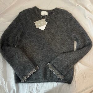 H&M Charcoal Sweater with Metallic Fringe